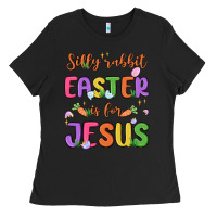 Black silly rabbit easter is for jesus Ladies Tee - MaliasSmallBusiness