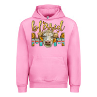 Fuchsia Pink Western Blessed Mom Charolais Bull Urban Hoodie - LillyAllenDesigns