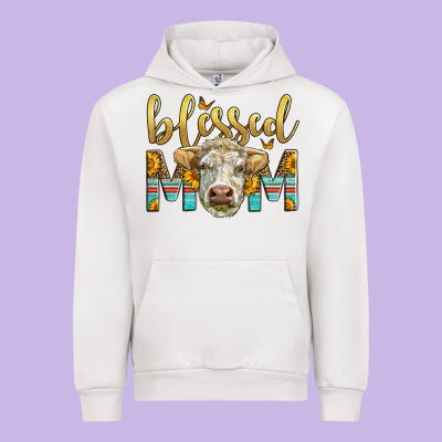 Western Blessed Mom Charolais Bull Urban Hoodie Designed By Lillyallendesigns