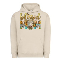 Pigment French Oak Western Blessed Mom Charolais Bull Urban Hoodie - LillyAllenDesigns