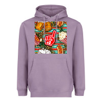 Lavender american football snacks with serape and leopard Heavyweight Hoodie - BundleAndBundleShop
