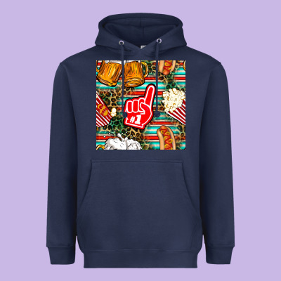 American Football Snacks With Serape And Leopard Heavyweight Hoodie Designed By Bundleandbundleshop