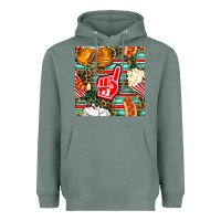 Sage american football snacks with serape and leopard Heavyweight Hoodie - BundleAndBundleShop