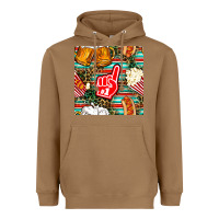 Toasted Coconut american football snacks with serape and leopard Heavyweight Hoodie - BundleAndBundleShop