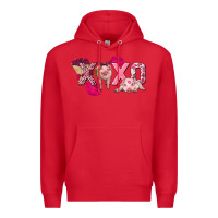 Red Valentine's Day pig xoxo Premium Hoodie - FaDigitalArtStudio