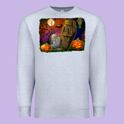 Headstone And Coffin Background Premium Sweatshirt Designed By Bundleandbundleshop