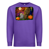 Purple headstone and coffin background Premium Sweatshirt - BundleAndBundleShop