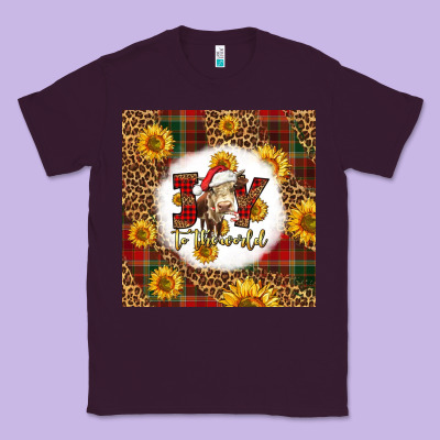 Joy To The World Christmas Cow Classic Tee Designed By Lillyallendesigns