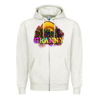Oatmeal Heather softball granny Zipper Hoodie - OliviaCreatesArt