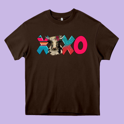 Xoxo Holstein Cow Heavy Core Tee Designed By Adodesignshop