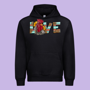 Love Rooster Head Urban Hoodie Designed By Lillyallendesigns