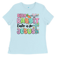 Baby Blue silly rabbit easter is for jesus Ladies Tee - MaliasSmallBusiness