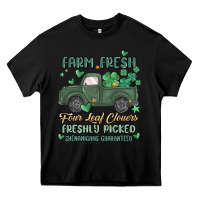 Black farm fresh four leaf clovers Heavy Core Tee - MaliasSmallBusiness