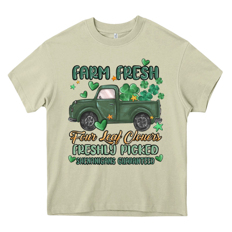 Farm Fresh Four Leaf Clovers Heavy Core Tee by MaliasSmallBusiness | Teevron