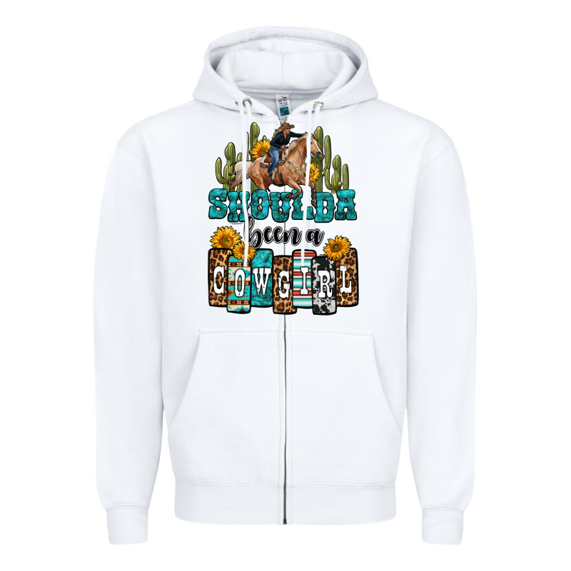 Shoulda Been A Cowgirl Zipper Hoodie by OliviaCreatesArt | Teevron