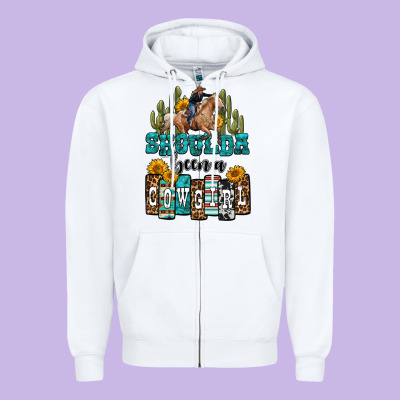Shoulda Been A Cowgirl Zipper Hoodie Designed By Oliviacreatesart