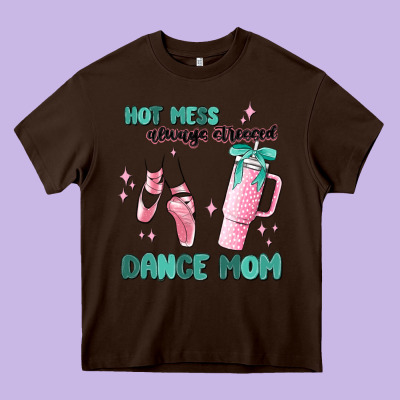Mess Always Stressed Dance Mom Heavy Core Tee Designed By Maliassmallbusiness