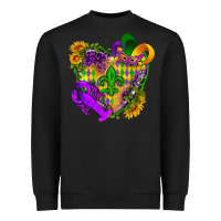 Black Mardi Gras heart Heavyweight Sweatshirt - HowdyJamesFarm