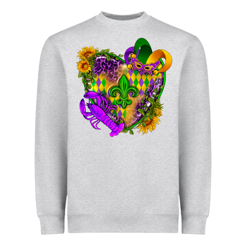 Mardi Gras Heart Heavyweight Sweatshirt by HowdyJamesFarm | Teevron