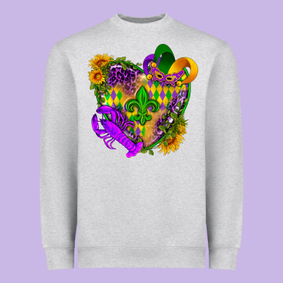 Mardi Gras Heart Heavyweight Sweatshirt Designed By Howdyjamesfarm