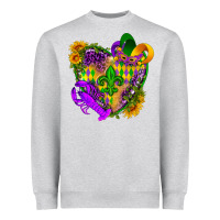 Heather Grey Mardi Gras heart Heavyweight Sweatshirt - HowdyJamesFarm