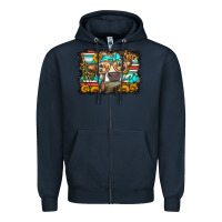 Navy sunflower cow olivia Zipper Hoodie - OliviaCreatesArt