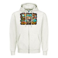 Oatmeal Heather sunflower cow olivia Zipper Hoodie - OliviaCreatesArt