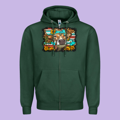 Sunflower Cow Olivia Zipper Hoodie Designed By Oliviacreatesart
