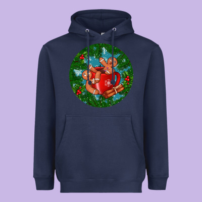 Gingerbread Men With Hot Chocolate Heavyweight Hoodie Designed By Bundleandbundleshop