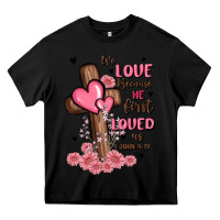 Black valentine cross Heavy Core Tee - MaliasSmallBusiness