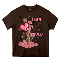 Chocolate Brown valentine cross Heavy Core Tee - MaliasSmallBusiness