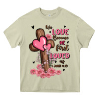 Mossy valentine cross Heavy Core Tee - MaliasSmallBusiness