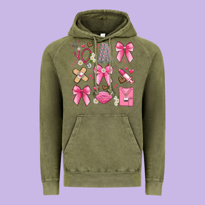 Coquette Bow Nurse Vintage Hoodie Designed By Artiststas