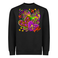 Black Mardi Gras hearts Heavyweight Sweatshirt - HowdyJamesFarm