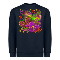 Navy Mardi Gras hearts Heavyweight Sweatshirt - HowdyJamesFarm