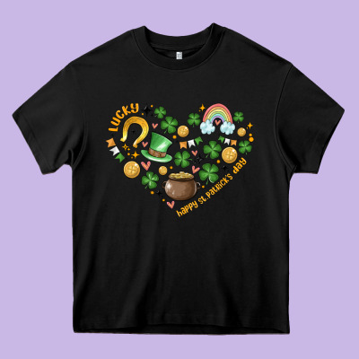 St Patricks  Hearts Heavy Core Tee Designed By Maliassmallbusiness