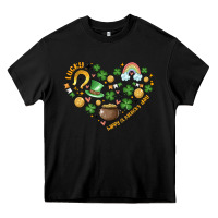 Black st patricks  hearts Heavy Core Tee - MaliasSmallBusiness
