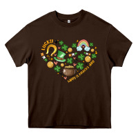 Chocolate Brown st patricks  hearts Heavy Core Tee - MaliasSmallBusiness