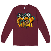 Burgundy softball hearts Long Sleeve Tee - Jasminsmagicworld