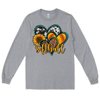 Heather Grey softball hearts Long Sleeve Tee - Jasminsmagicworld