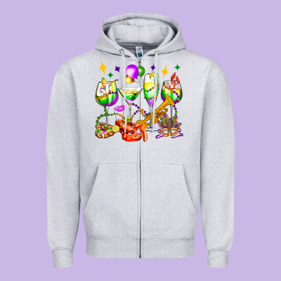 Mardi Gras Wine Glasses Olivia Zipper Hoodie Designed By Oliviacreatesart