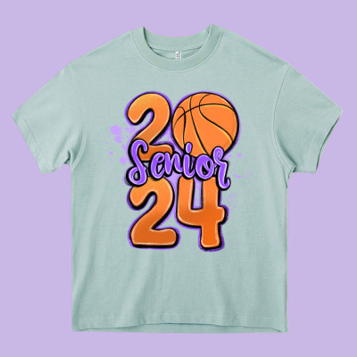 Senior 2024 Basketball Heavy Core Tee Designed By Maliassmallbusiness