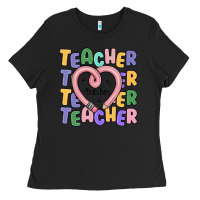 Teacher And Pencil Heart Ladies Tee | Teevron