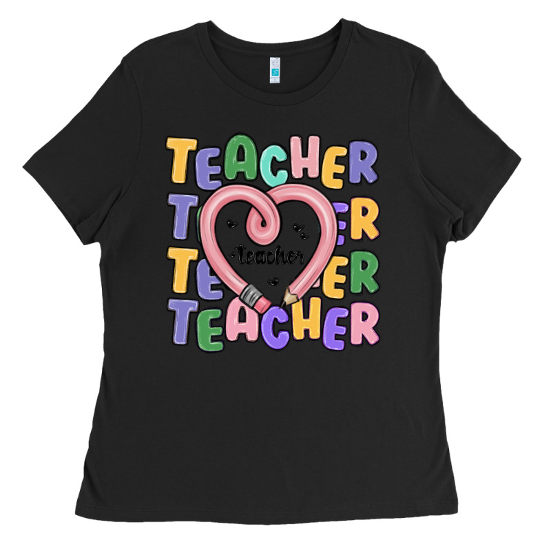 Teacher And Pencil Heart Ladies Tee by MaliasSmallBusiness | Teevron
