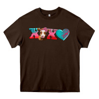 Chocolate Brown xoxo guarnsey cow Heavy Core Tee - AdoDesignShop