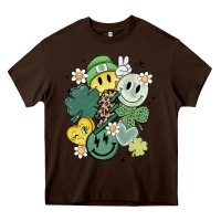 Chocolate Brown st patricks day green smile Heavy Core Tee - MaliasSmallBusiness