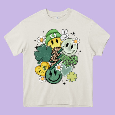St Patricks Day Green Smile Heavy Core Tee Designed By Maliassmallbusiness