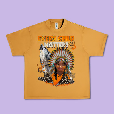 Every Child Matters Child And Wolf Urban Heavy Tee Designed By Barkaloodesign