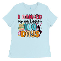 Baby Blue i danced my way through 100 days Ladies Tee - MaliasSmallBusiness