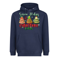 Navy snow flakes and christmas cakes Heavyweight Hoodie - FaDigitalArtStudio